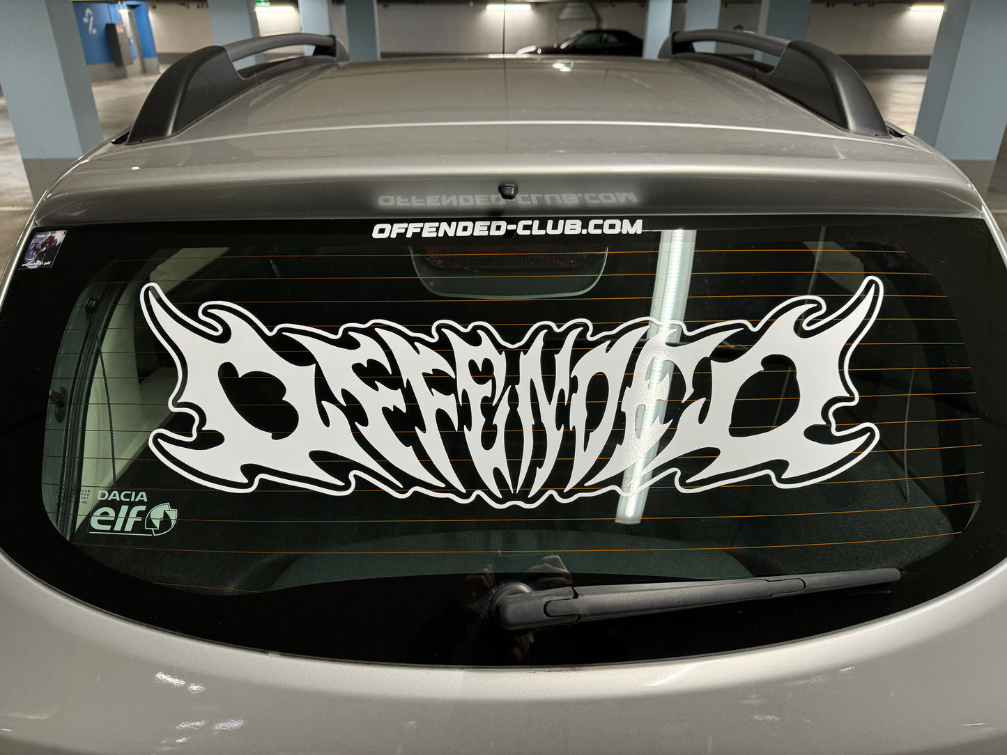 "offended" metal style banner